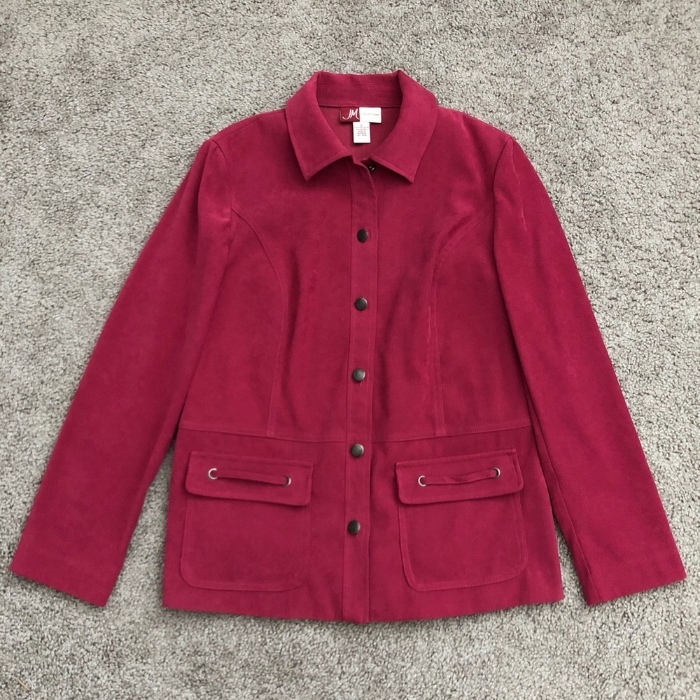 JM Collection Deep Magenta Suede Jacket Womens 6